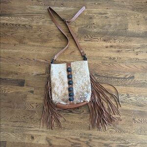 Myra Bag Tan and Brown Fringe Crossbody